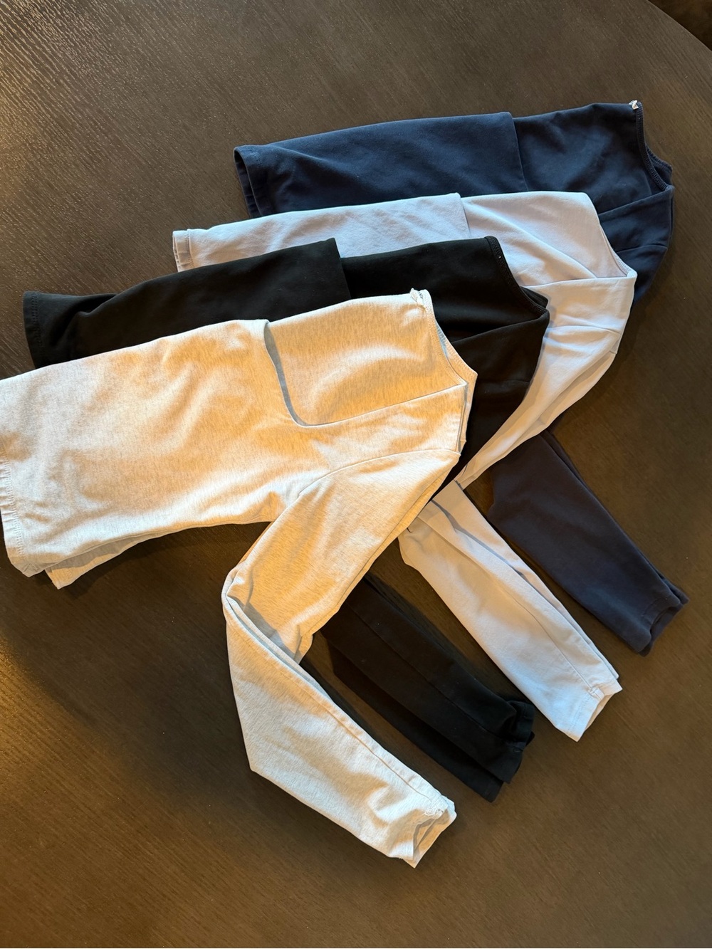 Set of 4 Garage Square-neck Longsleeve Tees-Black, grey, navy, light blue